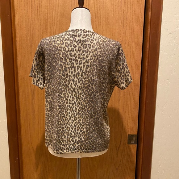 Leopard Short Sleeve Metallic Pullover Sweater Size Petite/XL Very Nice!! - Picture 5 of 5